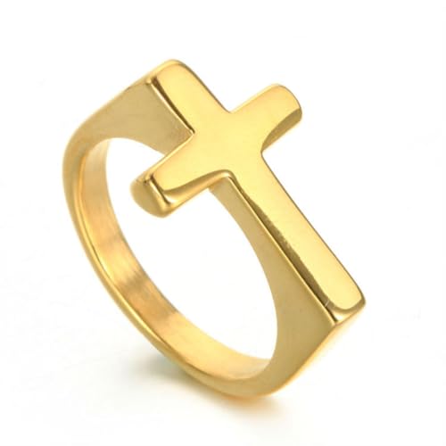 Hokech Einfaches Paar Ringe Edelstahl Punk Christliches Kreuz Ring Männer Frauen Mode Schmuck Beste Geschenke für Liebhaber Größe 5-13 von Hokech