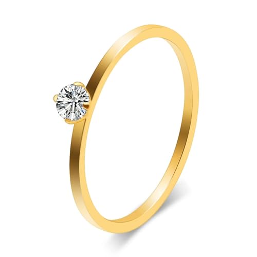 Hokech Frauen Kleine kubische Zirkonia-Ringe Bague Femme Edelstahl-Modeschmuckring für Grütze von Hokech