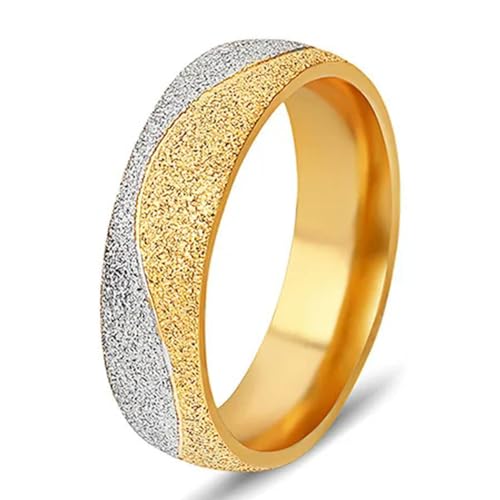 Hokech Goldfarbe Paar Kristall Ring Scrub Frosted Edelstahl Eheringe für Frauen oder Männer Schmuck von Hokech