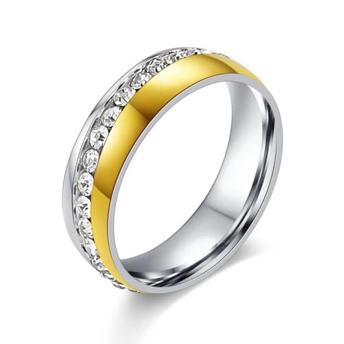 Hokech Goldfarbene Zirkonia-Ringe Frauen Größe 6,7,8,9 weibliche goldfarbene Eheringschmuck von Hokech