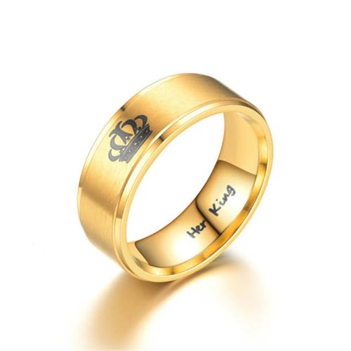 Hokech Goldfarbe König und Königin Edelstahl Krone Paar Ringe für Paare Liebe Versprechen Ringe für Frauen von Hokech