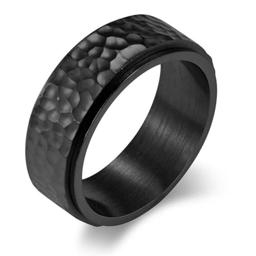 Hokech Goldfarbener unregelmäßiger Spinnerring für Männer Punk Vintage 8mm Edelstahl drehbarer Ehering männlicher Ring von Hokech