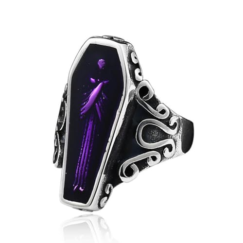 Hokech Goth Vampir Schädel Ring Männer Junge Punk Straße Schwarz Edelstahl Sarg Ring Gothic Biker Schmuck Geschenk von Hokech