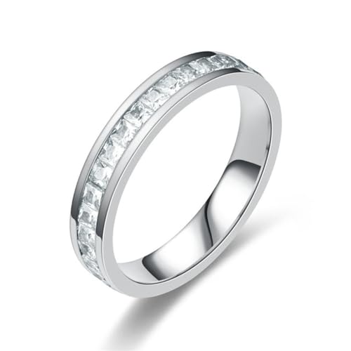 Hokech Klassisches Gold Silberfarbener Kristall Ehering für Frauen Edelstahl Verlobung weiblicher Fingerschmuck von Hokech