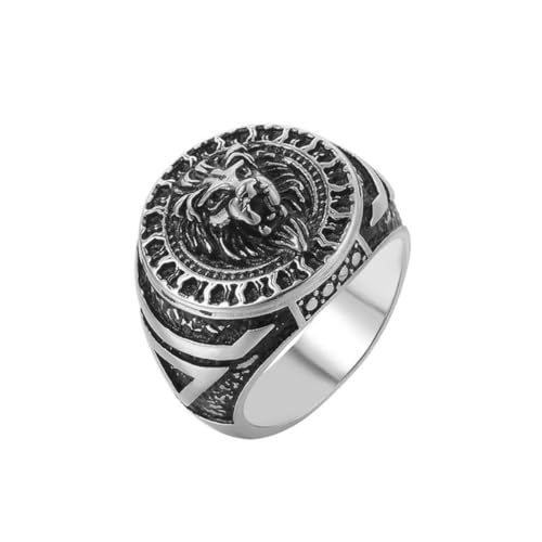 Hokech Kreativer Retro-Stahl Farbe König Ring für Männer Junge 316L Edelstahl Biker Siegelring Mode Punk Schmuck Geschenk Größe 7-13 von Hokech