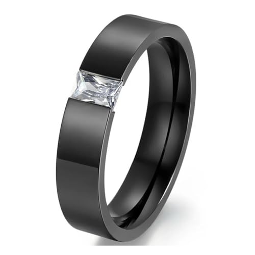 Hokech Kristall-Zirkon-Schmuck Zweifarbig plattierter Ring Klassischer 316L-Edelstahlringe für Frauen Männer von Hokech