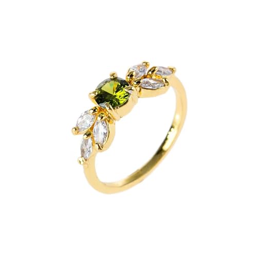 Hokech Luxus Kristall Blattgeformte Ringe für Frauen Eleganter Splitter/Gold Kristall Zirkon Ring Braut Damen Ringe Hochzeitsfeier Schmuck von Hokech