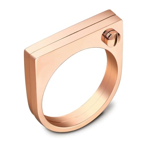 Hokech Mode Flache Schäkel Tag Ring Punk Schraube Finger Ring Roségold Farbe Ringe für Frauen Titan Stahl Ring Schmuck von Hokech