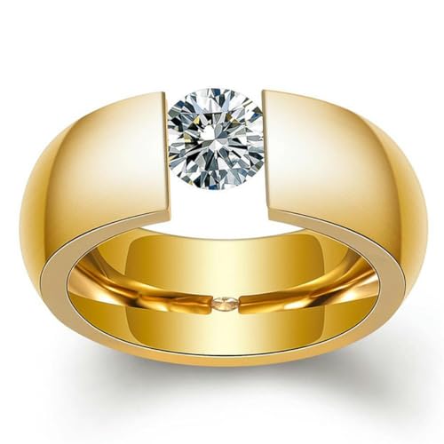 Hokech Mode Gold Silber Farbe Ring Edelstahl mit klarem Kristall Fingerschmuck Ring für Frauen Ehering von Hokech