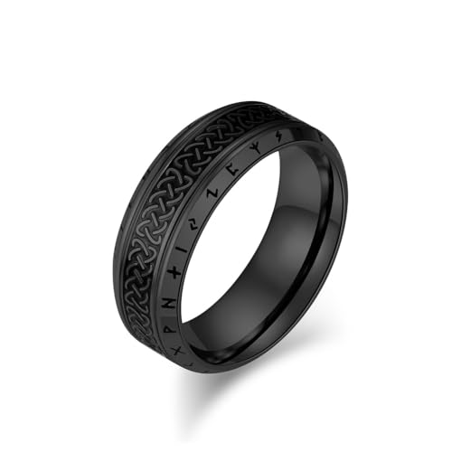 Hokech Mode Retro Einfacher keltischer Knoten Ring Männer Frau Edelstahl Biker Wikinger Ring Punk Kreatives Amulett Schmuck Geschenke von Hokech