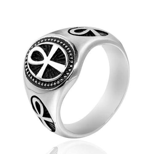 Hokech Mode Retro Persönlichkeit Ankh Kreuz Ring Edelstahl Punk Kreatives Kreuz Finger Ring Männer und Frauen Schmuck Geschenke von Hokech