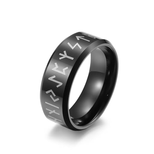 Hokech Mode Vintage Edelstahl Wikinger Rune Ring Männer und Frauen Einzigartiger Hochglanzring Kreativer einfacher Schmuck Geschenke von Hokech