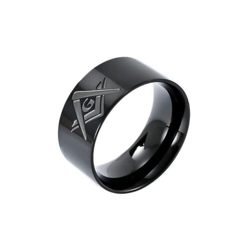 Hokech Mode Vintage Freimaurer Symbol Ring Punk Edelstahl Männer und Frauen Einfacher Ring Party Kreativer Schmuck Geschenke von Hokech