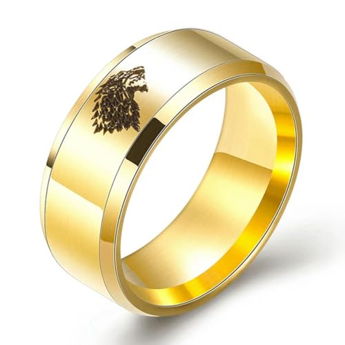 Hokech Mode Wolf Kopf Party Geschenkring Edelstahl Schmuck Männer Ringe mit Muster von Hokech