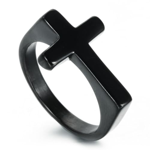 Hokech Mode einfach exquisite glatte Kreuz Metallringe Männer Frauen Edelstahl Ring Accessoires Religiöser Glaube Schmuck von Hokech