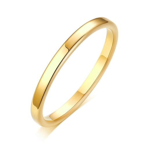 Hokech Neue goldene Farbe hochwertige Edelstahl Unisex-Eheringe für Frauen Männer Liebhaber Jubiläumsschmuck Geschenk von Hokech