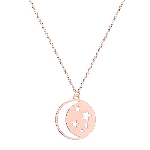 Hokech Niedliche winzige Mond- und Sternanhänger-Halskette für Frauen Männer Mädchen zierlich Einfacher moderner Charme Choker Kette Paar Schmuck von Hokech