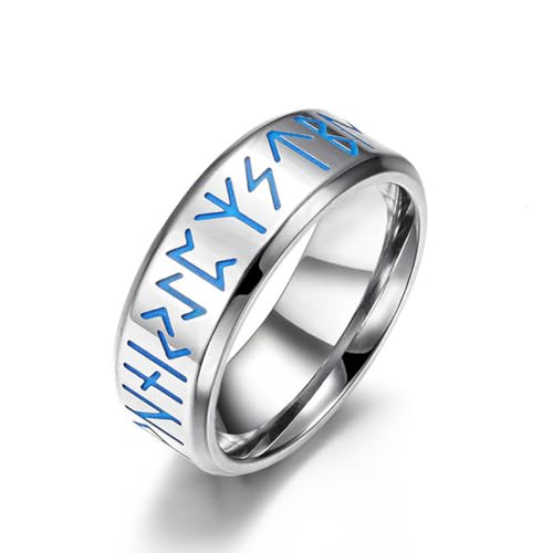 Hokech Nordic 316L Edelstahl Odin Wikinger Rune Ring Modestil Männer und Frauen Amulett Retro Brief Ring Schmuck Geschenk von Hokech