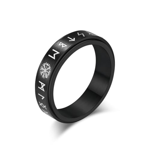 Hokech Nordischer Wikinger Runenring Mode Edelstahl Angstlinderung Ring Männer und Frauen Einzigartiger minimalistischer Schmuck Geschenke von Hokech