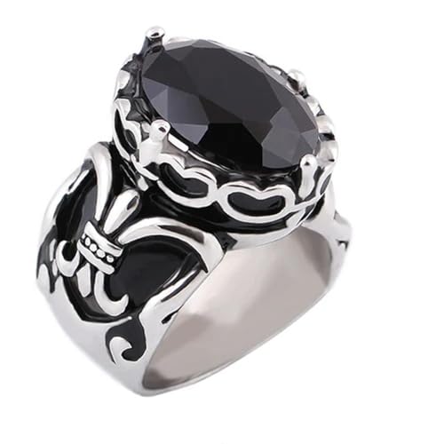 Hokech Punk Ring für Männer Vintage Edelstahl Ringe Roter Kristall Stein Persönlichkeit Schmuck für Party von Hokech