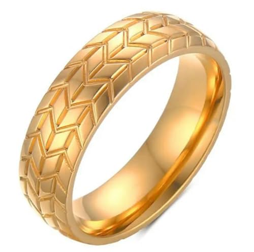 Hokech Reifenprofil Stil gerillter Ring Männer Schmuck Rock Punk Vintage Edelstahl Partyschmuck von Hokech