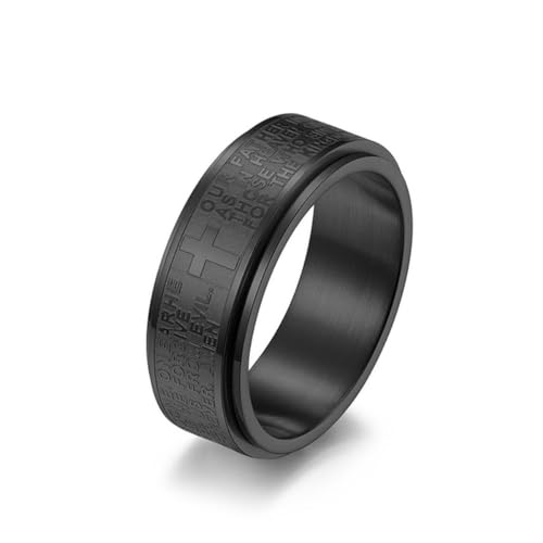 Hokech Retro Bibel Text Edelstahl Kreuz Ring für Männer Frauen Mode Einfach drehbar Christian Ring Amulett Schmuck Geschenk von Hokech