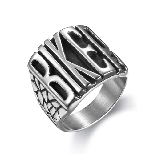 Hokech Retro Edelstahl Ring Punk Stil Motorrad Ring Titan Boy Friend Geschenke Persönlichkeit Mode Schmuck von Hokech