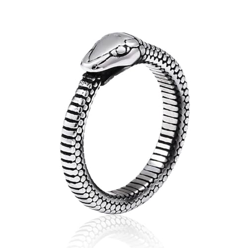 Hokech Retro Nordische Mythologie Männer Ring Punk Edelstahl Biker Tier Schlange Ring für Männer Frauen Mode Wikinger Schmuck Geschenke von Hokech