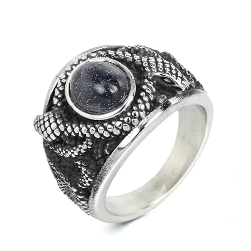 Hokech Retro-Persönlichkeit Doppelköpfige Schlange mit Intarsien Roter Stein Ring Männer Frauen Punk Edelstahl Schlangenring Mode Schmuck Geschenk von Hokech