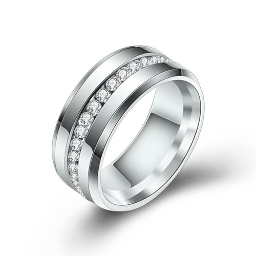Hokech Schwarz und Silber Farbe Titan Edelstahl Ringe für Frauen Weiß CZ Stein Mode Schmuck Großhandel von Hokech