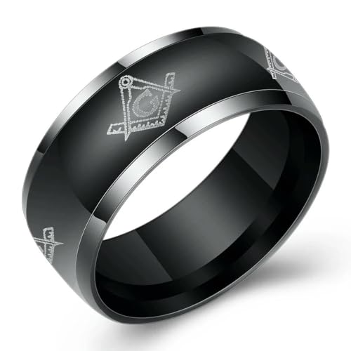 Hokech Titanstahl Karbid Ring Freimaurerei Freimaurer Black Men Ring von Hokech