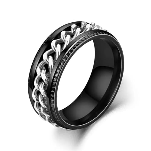 Hokech Trendige Edelstahl drehbare Männer Ring 8mm Spinner Kette Punk Frauen Schmuck Charm Zubehör für Partygeschenk von Hokech