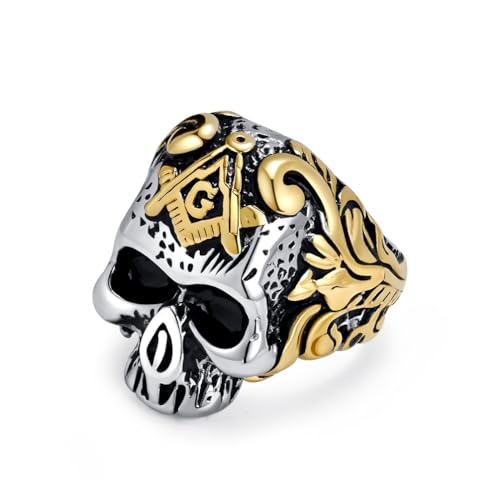 Hokech Vintage Gothic Clown Totenkopf Ring Punk Edelstahl Männer Unikat Totenkopf Ring Motorrad Amulett Mode Schmuck Geschenk von Hokech