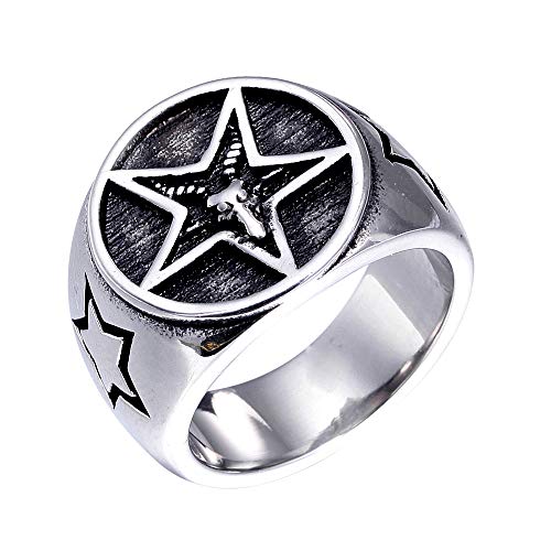 Hokech Vintage Satan Pentagramm Schädel Ziege Ring für Männer Biker Punk Satan Dämon Baphomet Ring Edelstahl Schmuck Geschenk von Hokech