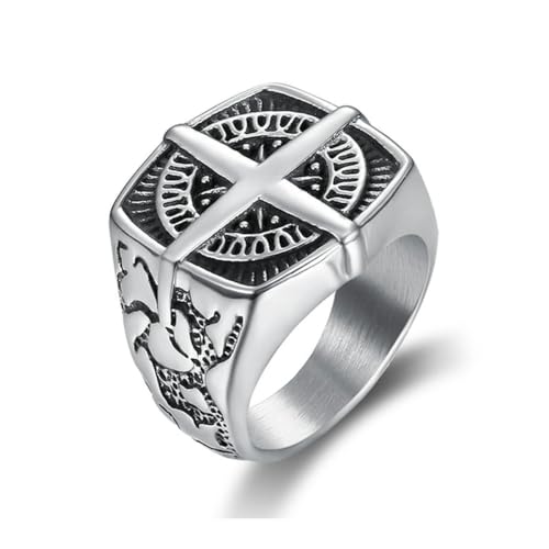 Hokech Vintage Wikinger Nordischer Ring Punk Edelstahl Anker Wikinger Kompass Ringe für Männer Frauen Mode Biker Schmuck von Hokech