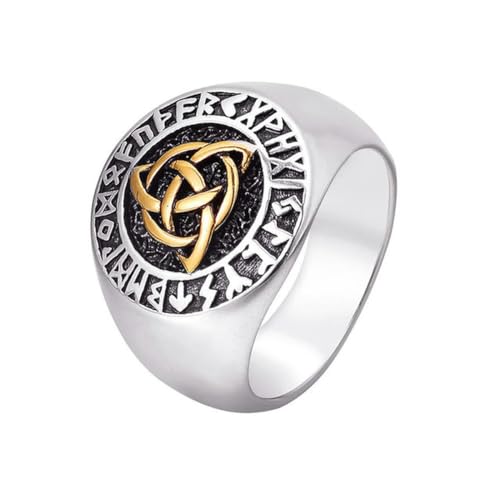 Hokech Vintage Wikinger Rune Edelstahl Ring Keltischer Knoten Nordische Ringe für Männer Jungen Mode Amulett Schmuck Geschenk von Hokech