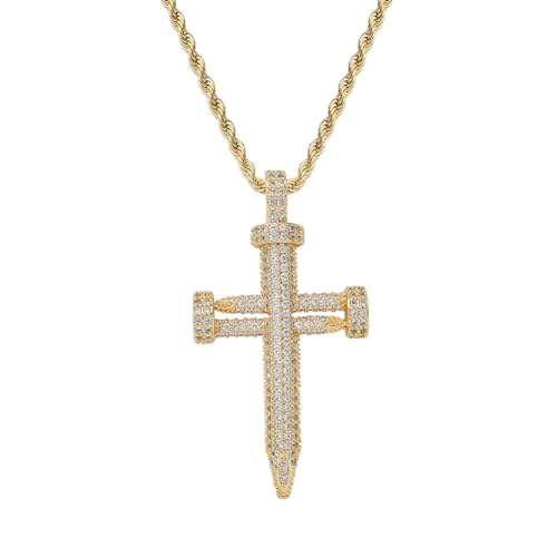 Klassische glänzende Kristall Kreuz Halskette für Männer Frauen Mode Zirkonia Religiöser Jesus Schmuck Geschenke von Hokech