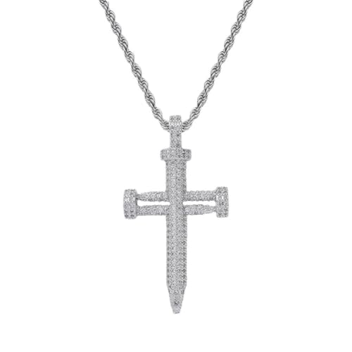 Klassische glänzende Kristall Kreuz Halskette für Männer Frauen Mode Zirkonia Religiöser Jesus Schmuck Geschenke von Hokech