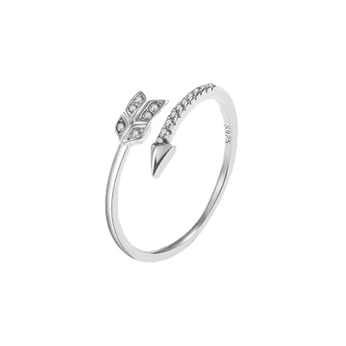 Klassischer unregelmäßiger Doppelpfeil Blatt runder Volldiamant Paar Ring für Frauen Original Sterling Silber Verlobungsschmuck von Hokech