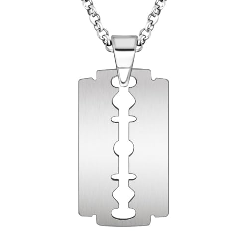 Klinge Halskette Männer Schmuck Trendy Silber-Farbe Rasierer Anhänger Halskette Geschenk für Männer von Hokech