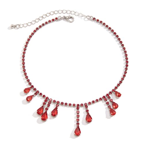 Kreative rote Strass Quaste Anhänger Choker Halskette für Frauen heiraten Braut Goth Schlüsselbein Kette ästhetische Schmuck Accessoires von Hokech