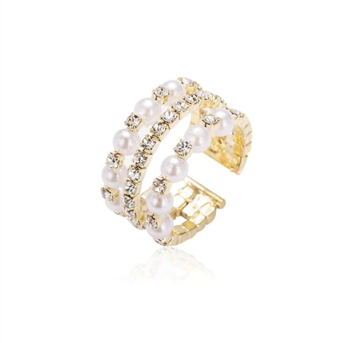 Kreatives prägnantes Design Schmuckringe für Frauen Hochzeit Verlobungsringe Party Perlenring Mädchen Geschenke Damen Kristall Zirkon Ring von Hokech