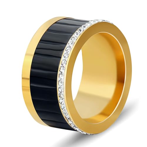 Kristallringe für Frauen Weiße Strass Edelstahl Gold/Roségold Farbe Hochzeit weibliche runde Ringe Teen Schmuck von Hokech