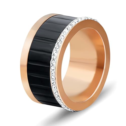 Kristallringe für Frauen Weiße Strass Edelstahl Gold/Roségold Farbe Hochzeit weibliche runde Ringe Teen Schmuck von Hokech