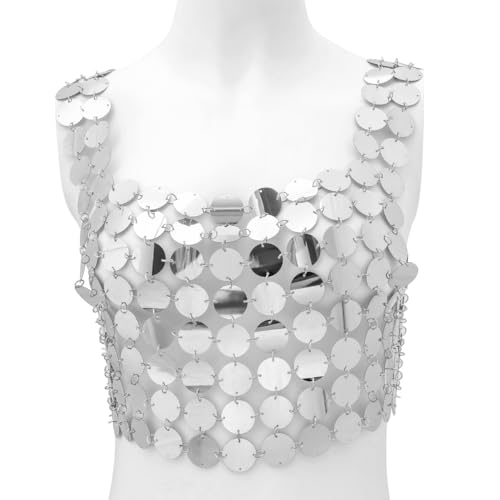Kunststoffpailletten Neckholder-BH Brustkettenkleid für Frauen Boho Sommer Bikini Unterwäsche Party Körperschmuck Set von Hokech