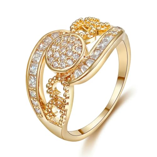 Luxus Gold Frauen Hochzeit Party Ringe Schmuck Mode Weiblich Twist Geometrischer Kristall Zirkon Ring Damen Valentinstag Geschenke von Hokech