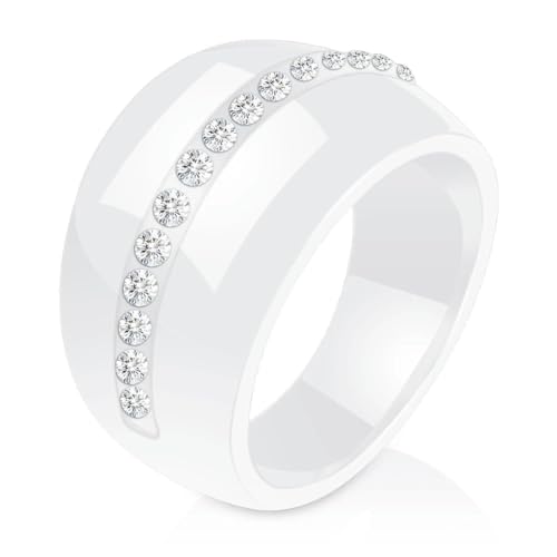 Luxus runder Edelstein Stein Zirkonia Keramik Ring Statement Ringe für Frauen Schmuck Bijoux von Hokech