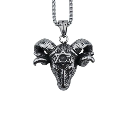 Männer Satanic Baphomet Hexagramm Ziegenkopf Halskette Anhänger Edelstahl Kette Schmuck Zubehör von Hokech