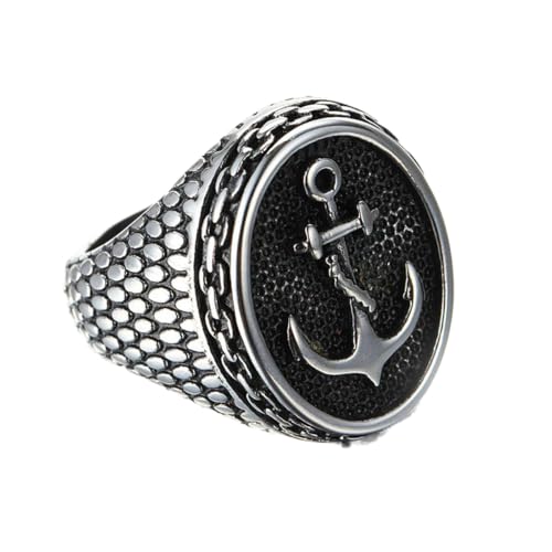 Männer Vintage Wikinger Anker Ring Biker Nordic Sailor Amulett Edelstahl Wikinger Ring Männer Punk Hip Hop Straßenschmuck Geschenke von Hokech