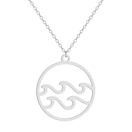 Meerwasser Welle Anhänger Halskette für Frauen Mädchen Edelstahl Hohler Charme Halskette Sommer Strand Schmuck Geschenk von Hokech